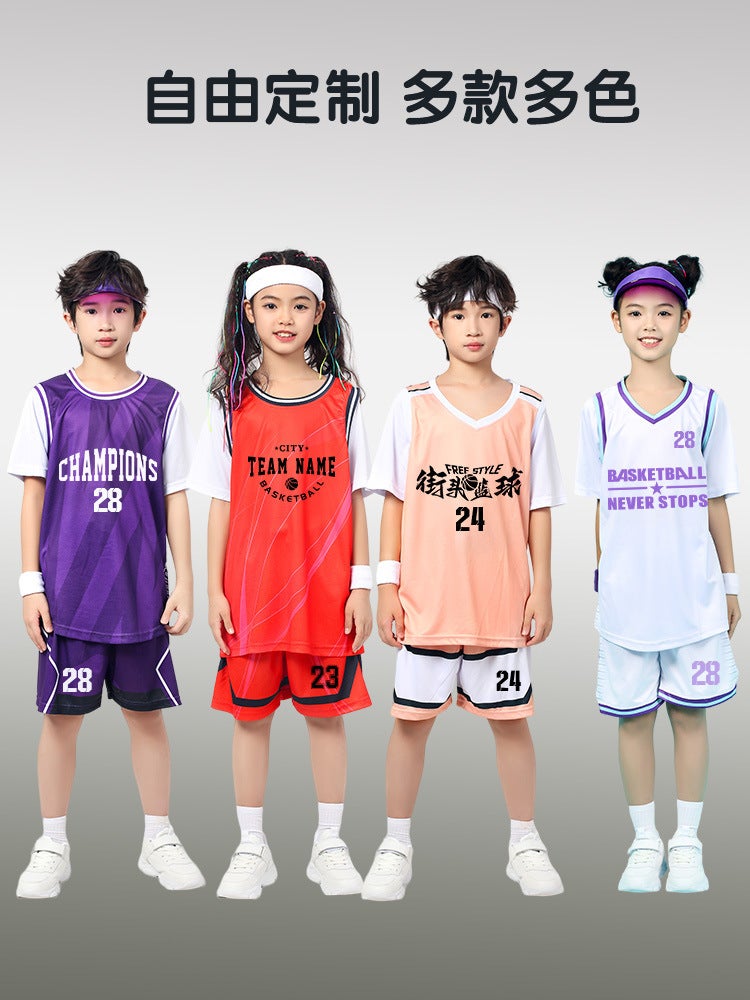 Summer High-End Basketball Uniform Suit Fake Two-Piece Boys Jersey Team Uniform Quick-Drying Breathable Fabric Competition Training Suit - Image 3