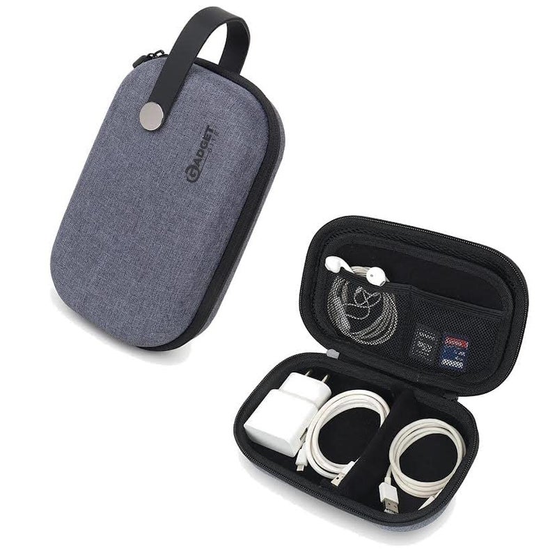 GadgetBite حقيبة EVA المحمولة لتنظيم الملحقات الإلكترونية كابلات USB، بنك الطاقة، البطارية، القرص الصلب، بطاقة الذاكرة SD، سماعات الأذن، أدوات السفر ومنظم صديق للسفر (رمادي) - Image 5