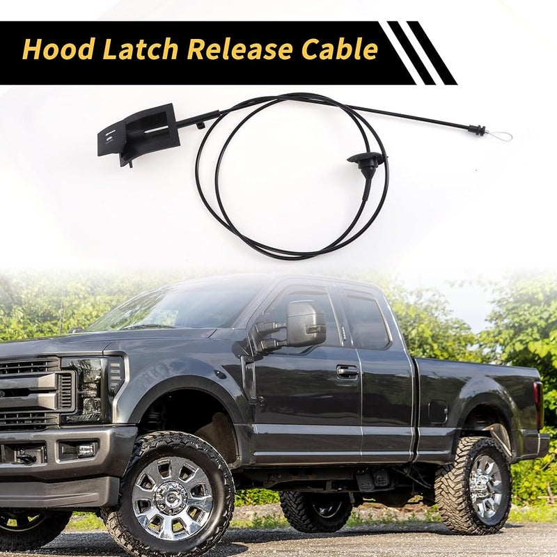 REPAIROCK 1 Pcs Hood Latch Release Cable for Ford F-150 F250 F350 Bronco 1987-1991 Front Hood Release Cable Hood Lock Control Cable No.E7TZ16916A Black - Image 3