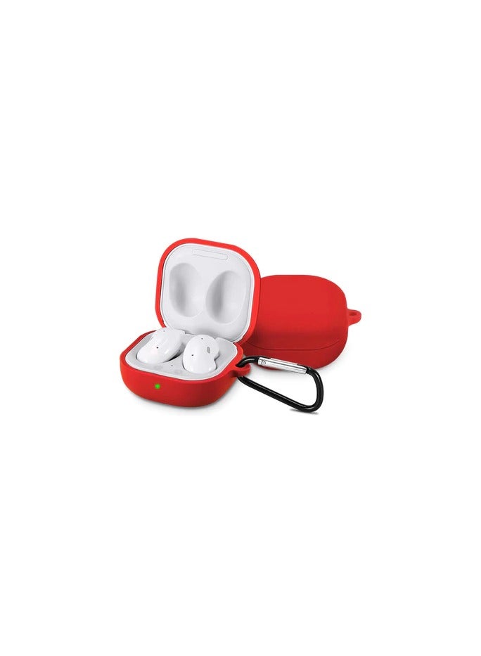 ELMO3EZZ Silicone Case for Samsung Galaxy Buds live for Women Girl Cute Soft Rubber Gel Protective Slim Cover with Lock(Red) - Image 1