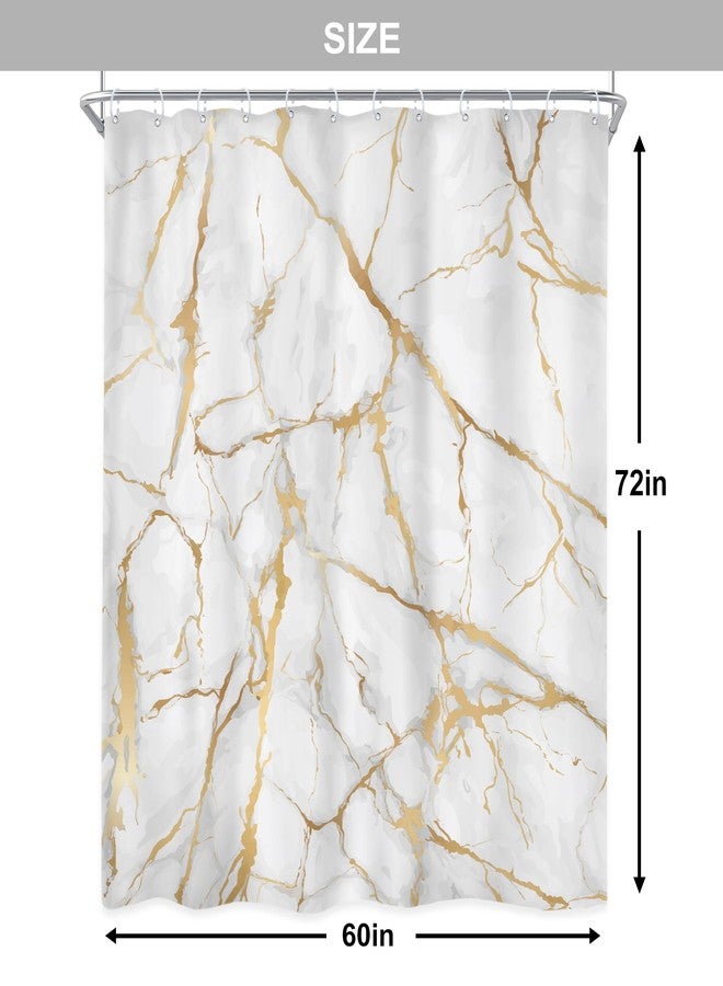 Newsely White and Gold Marble Shower Curtain 60Wx72H Inch Abstract Modern Crack Luxury Texture Ink Liquid Geometric Shower Curtain Bathroom Set Unique Waterproof Bath Decoration Accessories Home Decor - Image 5