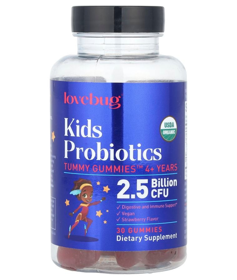 LoveBug Probiotics Kids Probiotics Tummy Gummies™ 4+ Years Strawberry 2.5 Billion CFU 30 Gummies