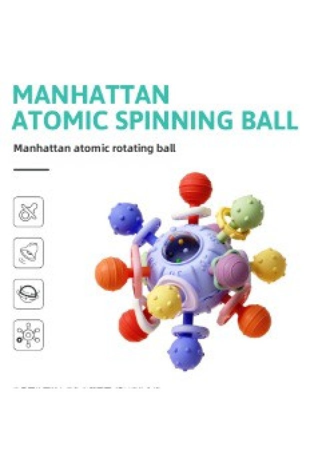 Baby Toys 0-2 Years Old Puzzle Early Education Hand Rattle 3 To June Grasp Training Grinding Glue Manhattan Hand Grab Ball-Color:Manhattan Atomic Sphere/blue - Image 1