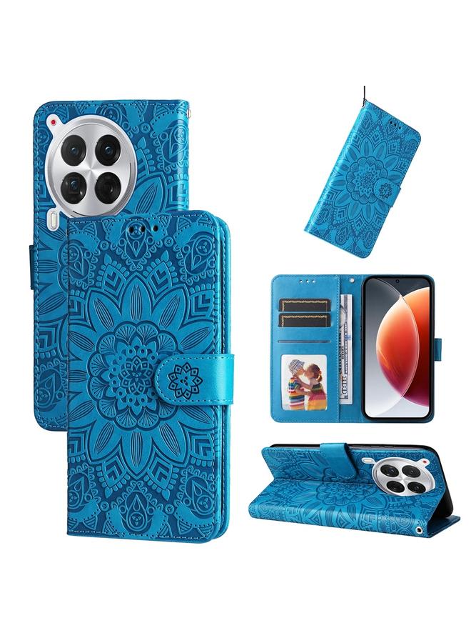 erorex Case For Tecno Camon 30 Premier Embossed Sunflower Leather Phone Case - Image 1