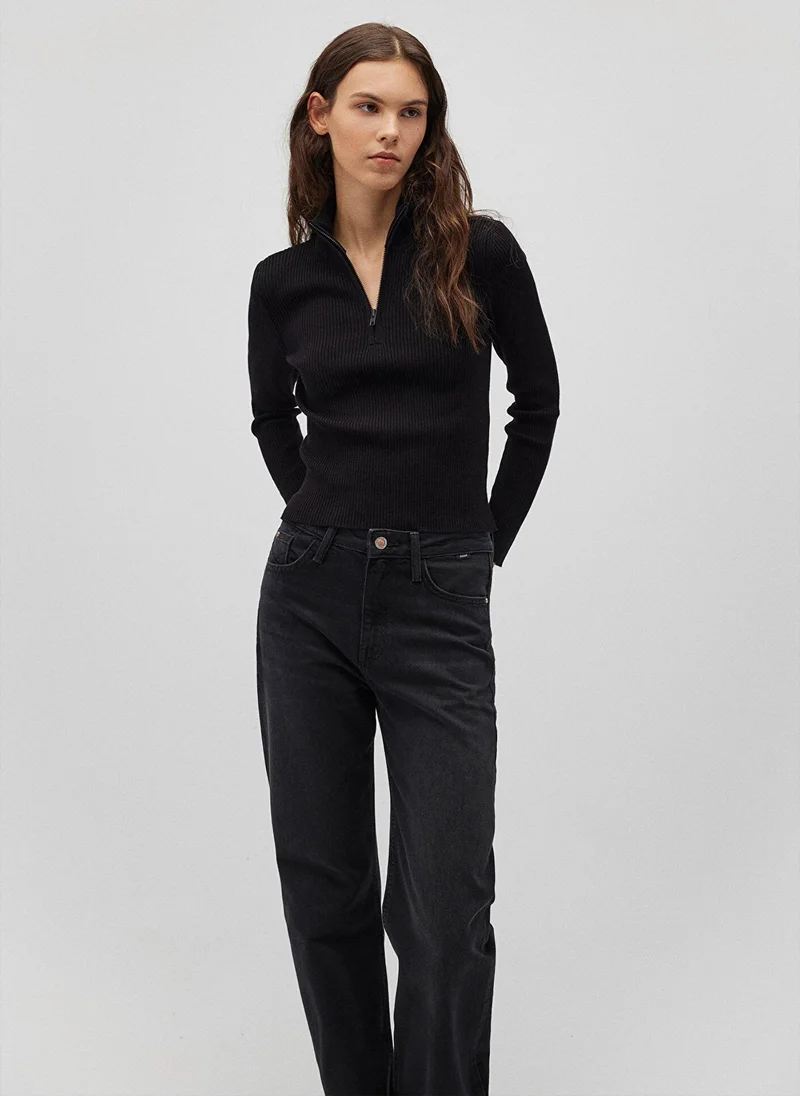 مافي Half Zip Black Sweater