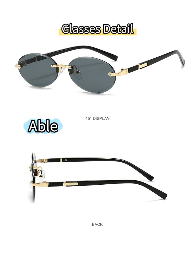ABLE 【2025New Glasses】Women's polarized oval fashion sunglasses - UV400 UV protection, high-definition anti-glare, black gold frame - suitable for fishing/shopping/driving/traveling/parties, fashionable facial accessories, popular online item - Image 4