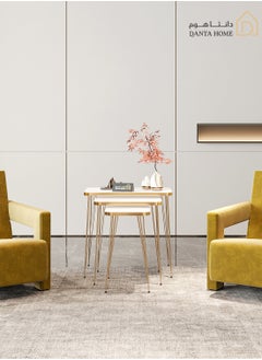 DANTA HOME 3 Piece Coffee And Tea Serving Table Set, A Distinctive Addition To Your Hospitality Style And Home Decor - Beige/Gold  - Image 4