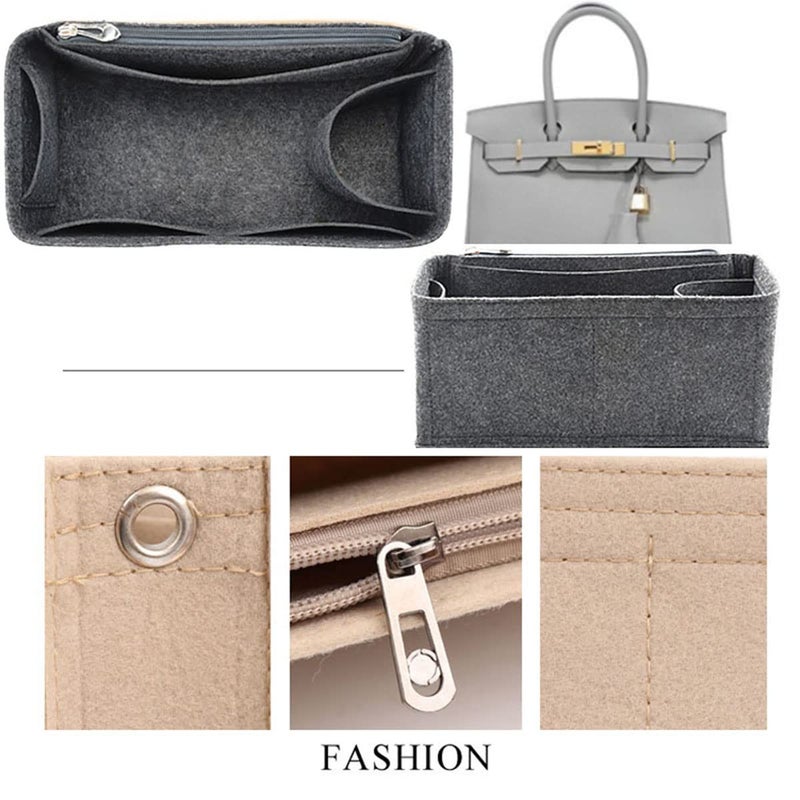 Lckaey Bag and Organizer for birkin insert 25 organizer Felt insert1099grey-S - Image 3
