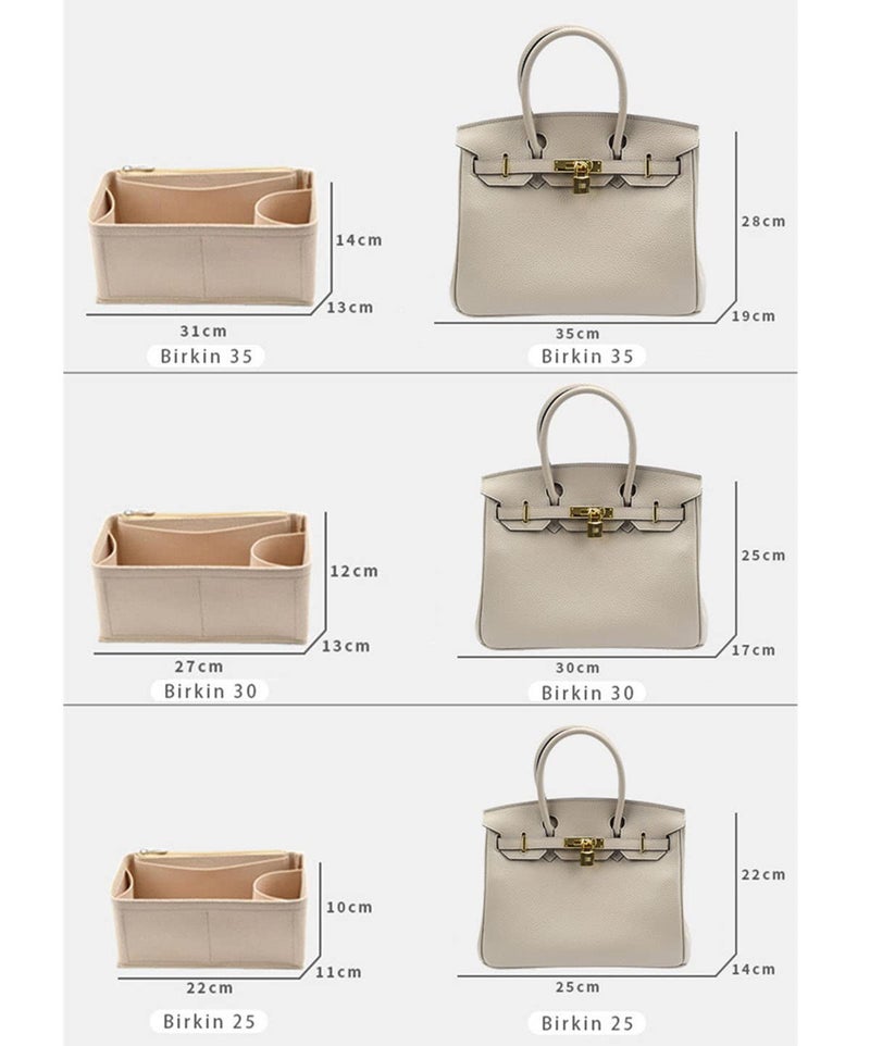 Lckaey Bag and Organizer for birkin insert 25 organizer Felt insert1099grey-S - Image 5