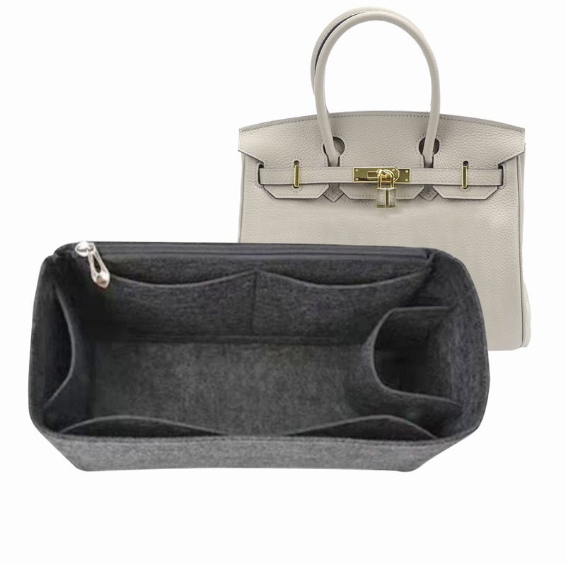 Lckaey Bag and Organizer for birkin insert 25 organizer Felt insert1099grey-S - Image 1