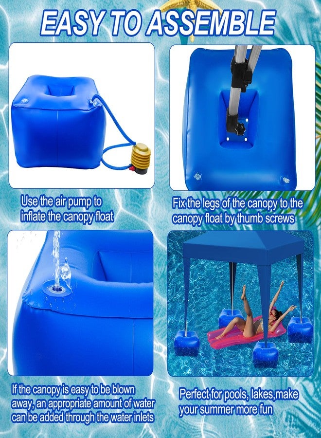 Fantang Inflatable Canopy Float Kit, 18 x 18 x 10 Inch Blue Shade Floating Kit Thick PVC Floating Pool Canopy Kit Pool Shade Floats Accessories with Air Pump for Outdoor Pools Lakes, Canopy is not Included - Image 4