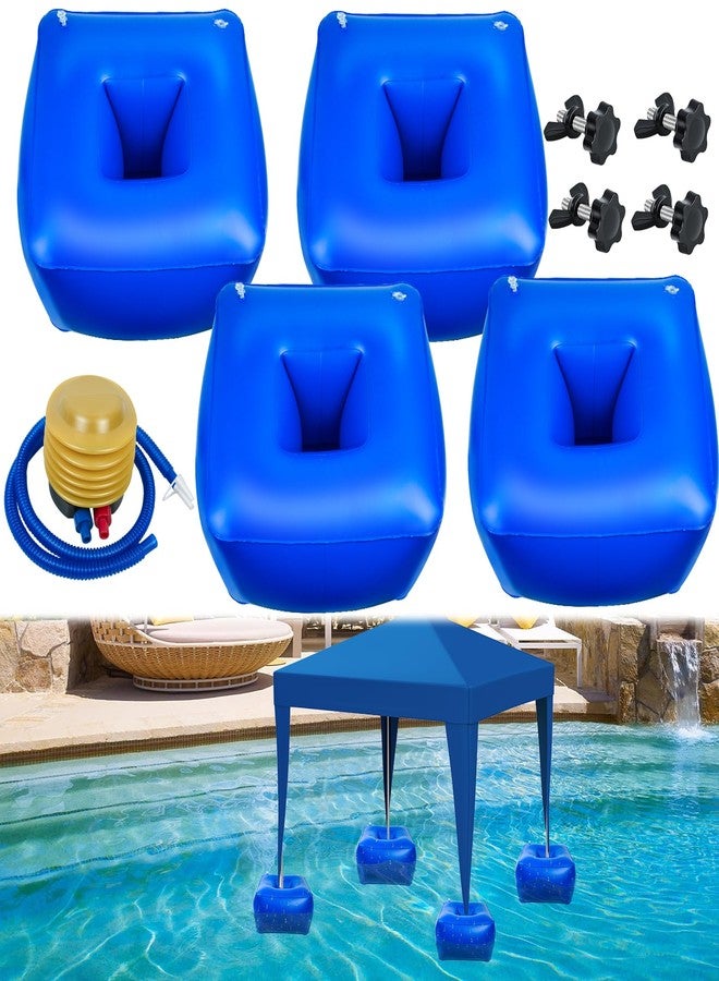 Fantang Inflatable Canopy Float Kit, 18 x 18 x 10 Inch Blue Shade Floating Kit Thick PVC Floating Pool Canopy Kit Pool Shade Floats Accessories with Air Pump for Outdoor Pools Lakes, Canopy is not Included - Image 1