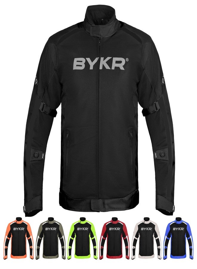 BYKR Mesh Motorcycle Jacket For Men Dual Sports Adventure Breathable Air Racing Bikers Riding Powersports Protective Motorbike Jackets Enduro CE Armored Black Large - Image 1