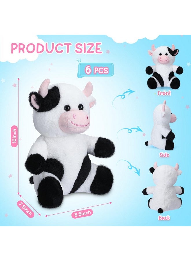 Syhood 6 Pcs Cute Cow Stuffed Animals 10 Inch Cow Plush Toys for Kids Soft Plushie Farm Animal Lover Party Supplies Birthday Soft Toy Gifts for Baby Boys Girls Adults - Image 2