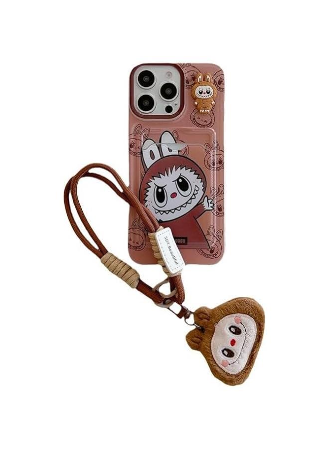 Arabest LABUBU Silicone Lanyard Phone Case for iPhone 16Pro - Brown  - Image 1