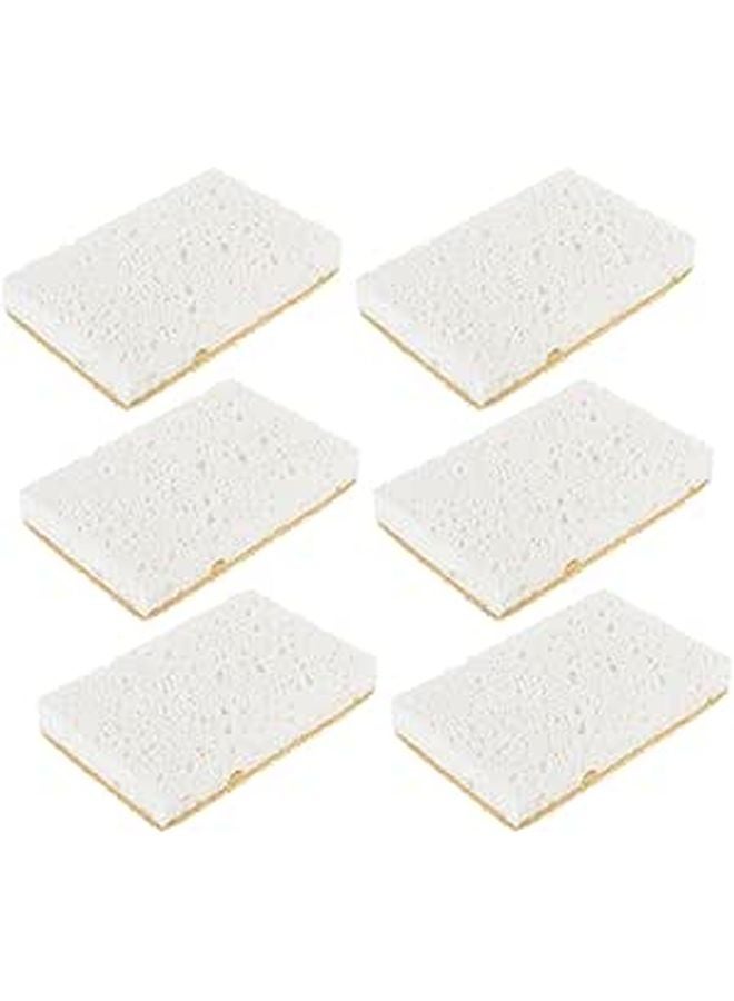 Biodegradable Cellulose Dish Sponges 12 Pack Natural White 11x7x2cm For Kitchen Cleaning - Image 1