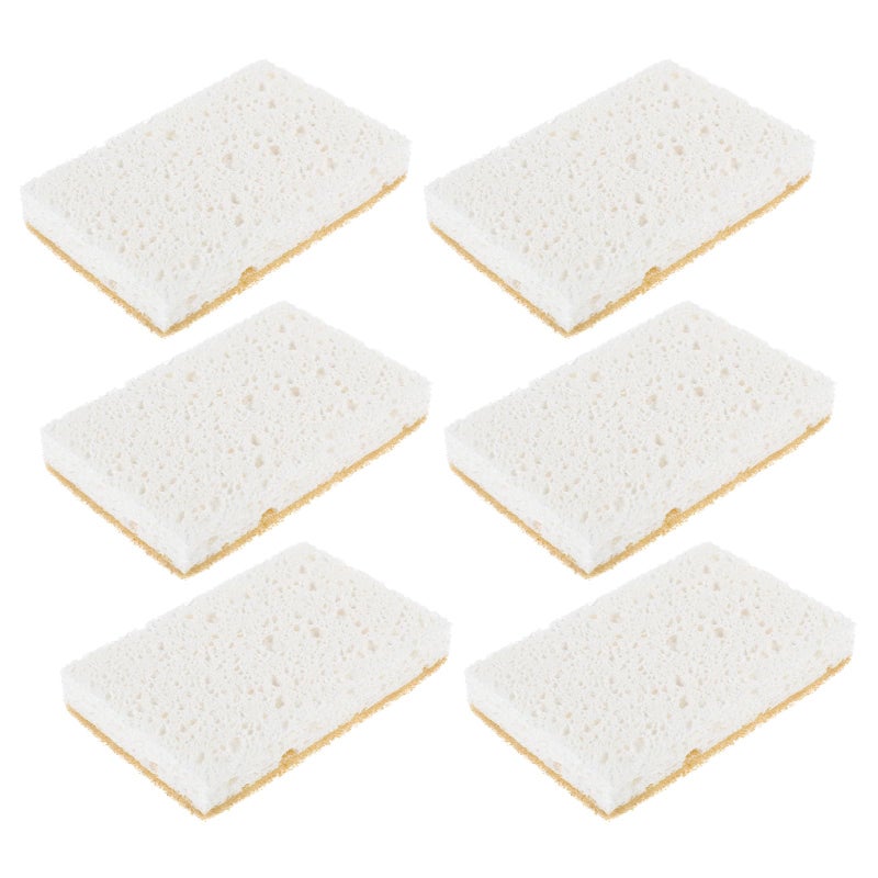 Biodegradable Cellulose Dish Sponges 12 Pack Natural White 11x7x2cm For Kitchen Cleaning - Image 2