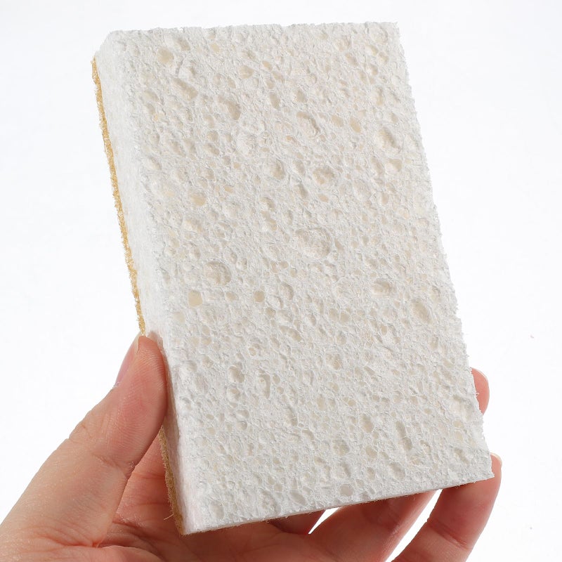 Biodegradable Cellulose Dish Sponges 12 Pack Natural White 11x7x2cm For Kitchen Cleaning - Image 5