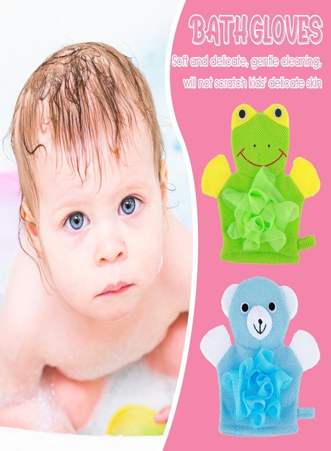 Wanmu Bath Gloves Loofah for Kids, 2 Pcs Cute Animal Kids Sponges Shower Gloves Loofah Colorful Exfoliating Body Scrubber for Baby Gentle Soft and Easy to Lather (Blue Bear, Green Frog) - Image 5