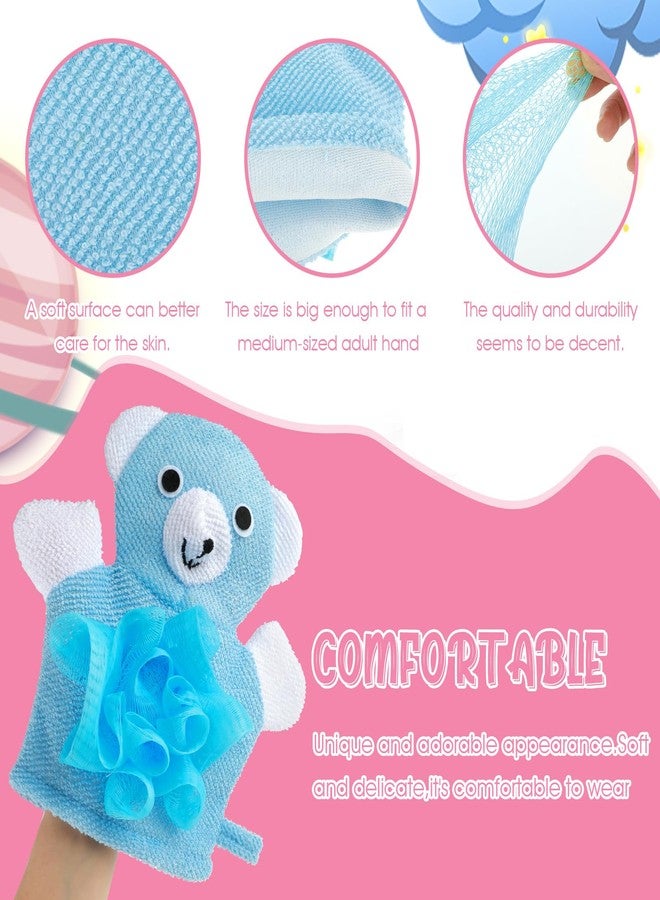 Wanmu Bath Gloves Loofah for Kids, 2 Pcs Cute Animal Kids Sponges Shower Gloves Loofah Colorful Exfoliating Body Scrubber for Baby Gentle Soft and Easy to Lather (Blue Bear, Green Frog) - Image 4