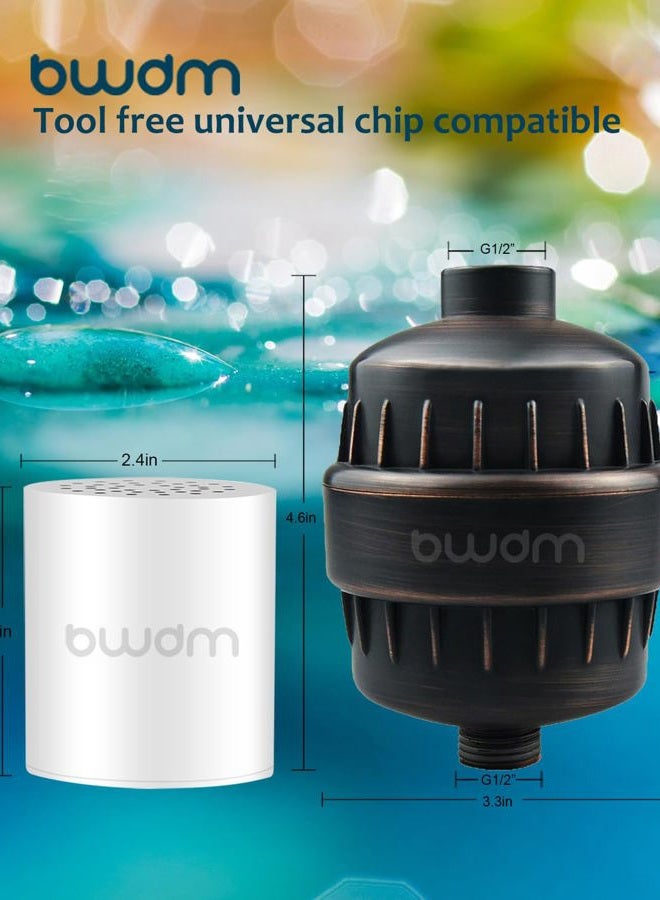 BWDM Shower Filter,Hard Water filter Shower Head Filter 15 Stage Cartridge Remove Chlorine Heavy Metals and Other Sediments,Vitamin C Water Softener Reduces Dry Itchy Skin,Dandruff (Oil-Rubbed Bronze) - Image 3