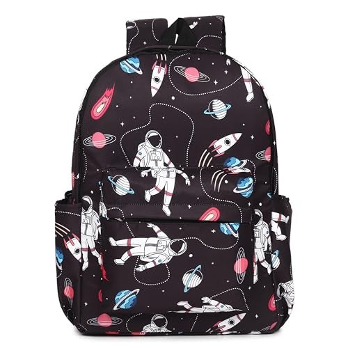 MELVIS 20L Backpack School Bag For Travel With Bottle Compartment | Trendy Water Resistant High Storage Bag For Men & Women | Boys & Girls Laptop Printed Backpack For College Gift (Black Space) - Image 1