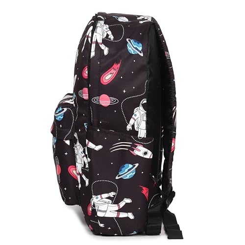 MELVIS 20L Backpack School Bag For Travel With Bottle Compartment | Trendy Water Resistant High Storage Bag For Men & Women | Boys & Girls Laptop Printed Backpack For College Gift (Black Space) - Image 3