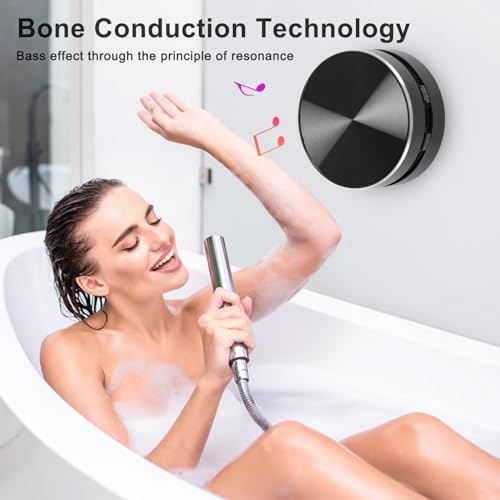 Bewinner Bone Conduction Speakers Ultra Mini, Turn Anythin into Speaker, Stereo Bass Portable Small Cordless Speaker with Suction Cup for Home Outdoor Travel (Black) - Image 3