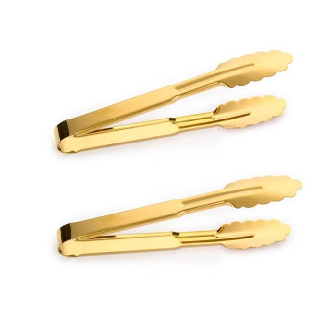 2PACK 9 INCH GOLD SERVING TONGS BARBECUE FOOD TONGS BUFFET TONGS NONSLIP EASY GRIP STAINLESS STEEL GOLD KITCHEN COOKING TONGS SALAD BREAD ICE FRYINGGRILLINGPASTRYOVEN