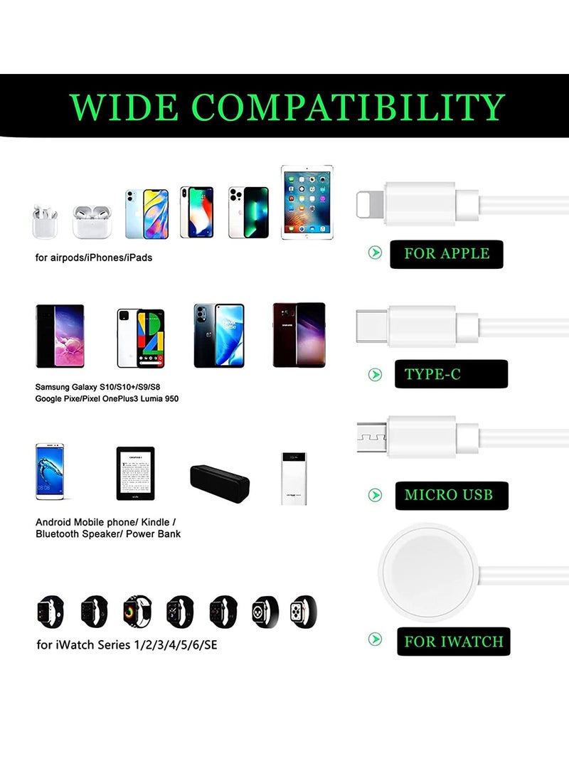 Excefore 4 in 1 Watch & Phone Charger Cable, Multi USB Charging Cable - Type C Cable, Fast Magnetic, Charging Cord Compatible with Apple Watch, iPhone, Galaxy, Pixel, Android, Watch - Image 2