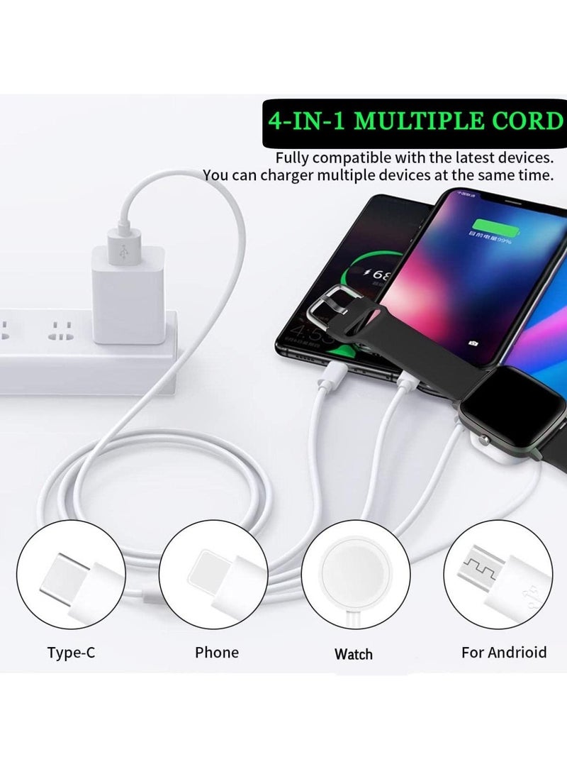 Excefore 4 in 1 Watch & Phone Charger Cable, Multi USB Charging Cable - Type C Cable, Fast Magnetic, Charging Cord Compatible with Apple Watch, iPhone, Galaxy, Pixel, Android, Watch - Image 4