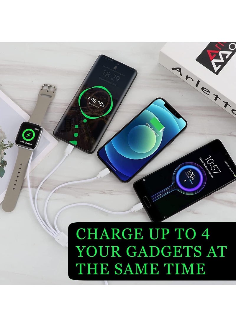 Excefore 4 in 1 Watch & Phone Charger Cable, Multi USB Charging Cable - Type C Cable, Fast Magnetic, Charging Cord Compatible with Apple Watch, iPhone, Galaxy, Pixel, Android, Watch - Image 3