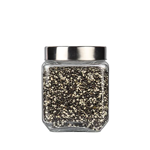 Femora Transperent Glass Jars for Kitchen| Kitchen Storage Jars| Glass Jars| 1 Year Warranty| Airtight| Jars for Snacks, Fry Food, Masala, Spice, Pickles, Cookies| 1150ml| Set of 1 - Image 1