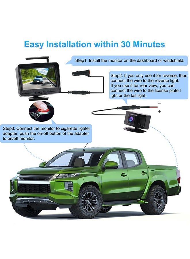 WALALLA Wireless HD 1080P Backup Camera System - Complete Rear View Kit with Night Vision & Waterproof Design for Trucks/RVs/Vans/Pickups - Image 3