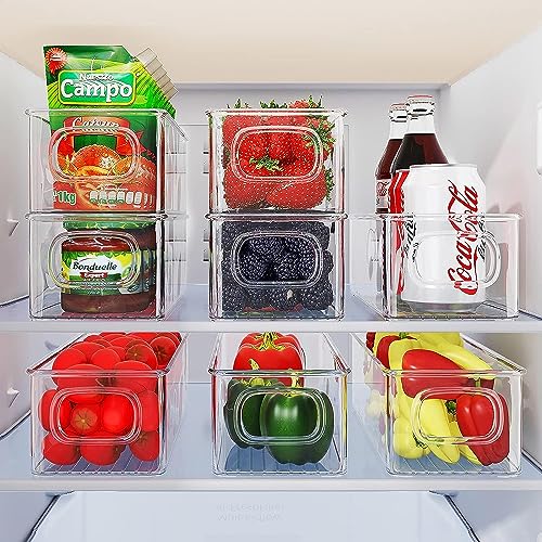 Snazzy Plastic 6 Pack Clear Refrigerator Organizer Bins with Handles, Stackable Food Storage Bins for Pantry, Fridge, Cabinet, Countertops, Kitchen Storage Organizer , 25.4 x 10.2 x 7.6 Centimeters - Image 3