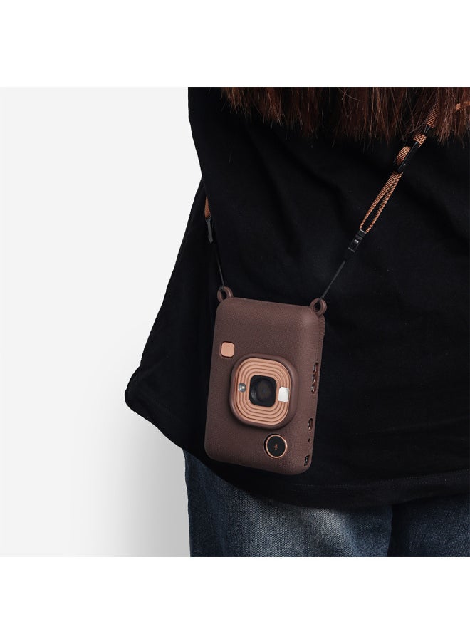 Generic Poly Instax Mini Liplay Protective Case Wear-resistant Soft Case Fit Camera Silicone-Color:Dark Brown  - Image 5