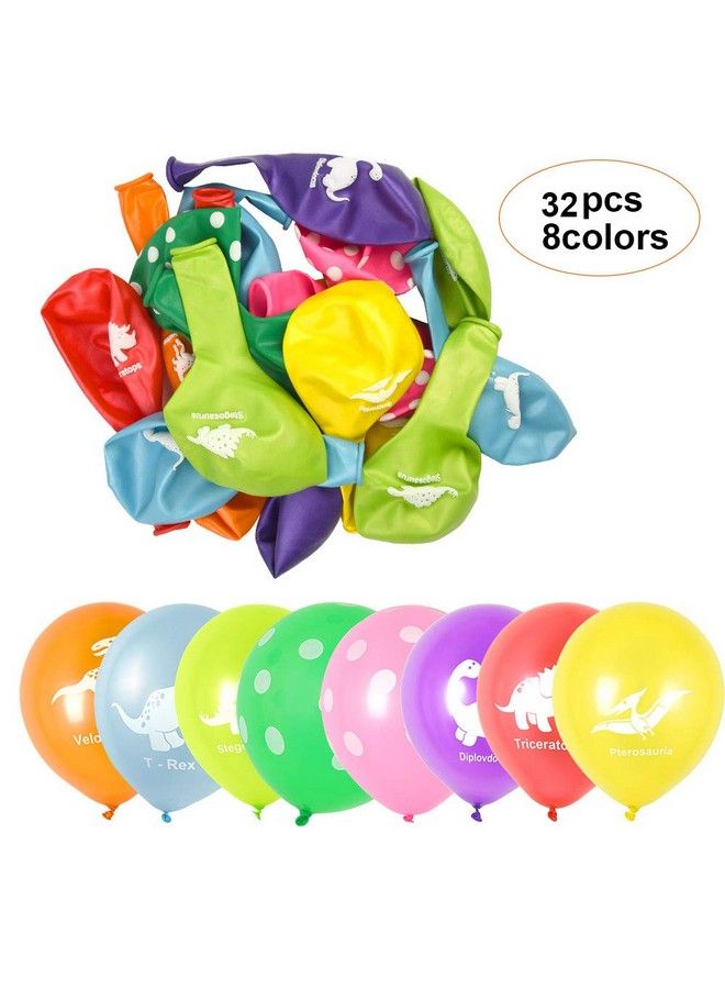 FEPITO 32 Pieces 12" Dinosaurs Balloons Dinosaur Latex Balloons For Dinosaur Party Decorations 8 Colors - Image 3