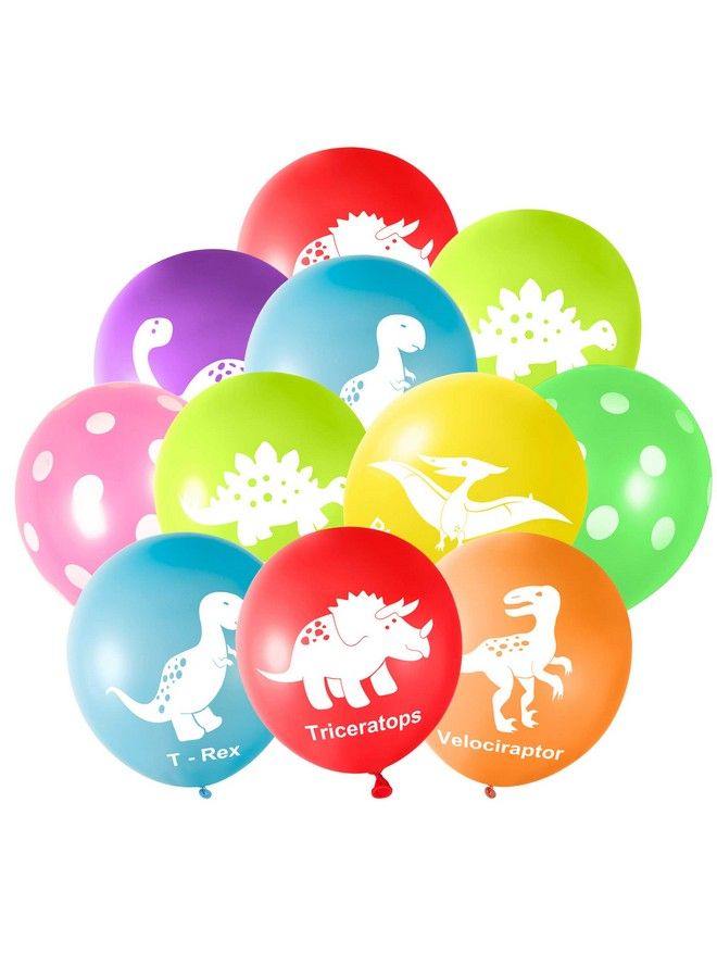 FEPITO 32 Pieces 12" Dinosaurs Balloons Dinosaur Latex Balloons For Dinosaur Party Decorations 8 Colors - Image 1
