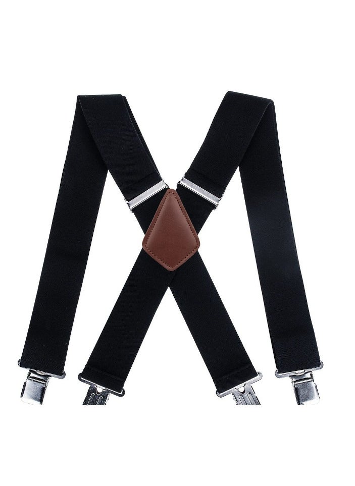 Generic Elastic Braces for Workwear Black webbing/brown leather 