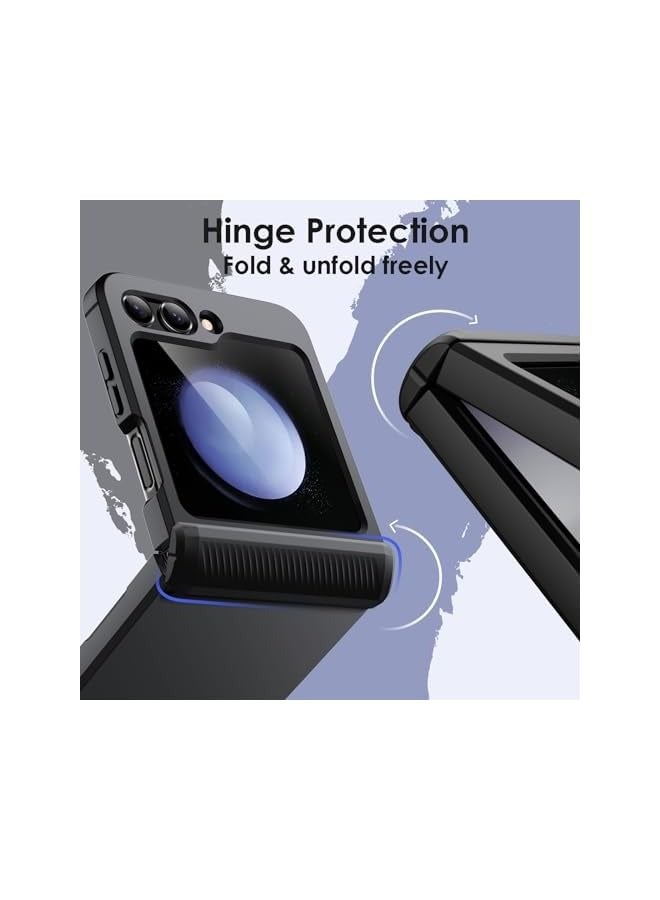 جي تيك حافظة JETech لهاتف Galaxy Z Flip 5 2023 مع حماية مفصلية، غطاء هاتف صلب واقٍ من البولي كربونات شديد التحمل، لمسة نهائية غير لامعة مضادة لبصمات الأصابع (أسود) - Image 3