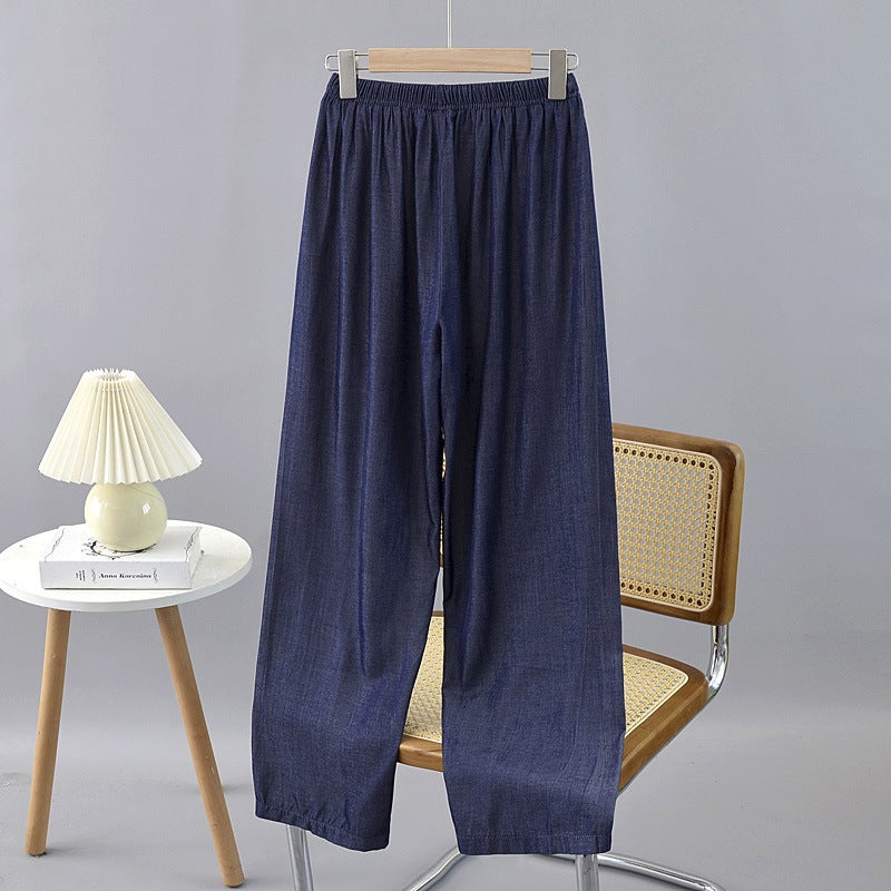 Large Size Pants Children'S Summer Thin Soft Jeans Fat Sister Mm200 Kg Elastic Waist Loose Casual Wide Leg Pants - Image 3
