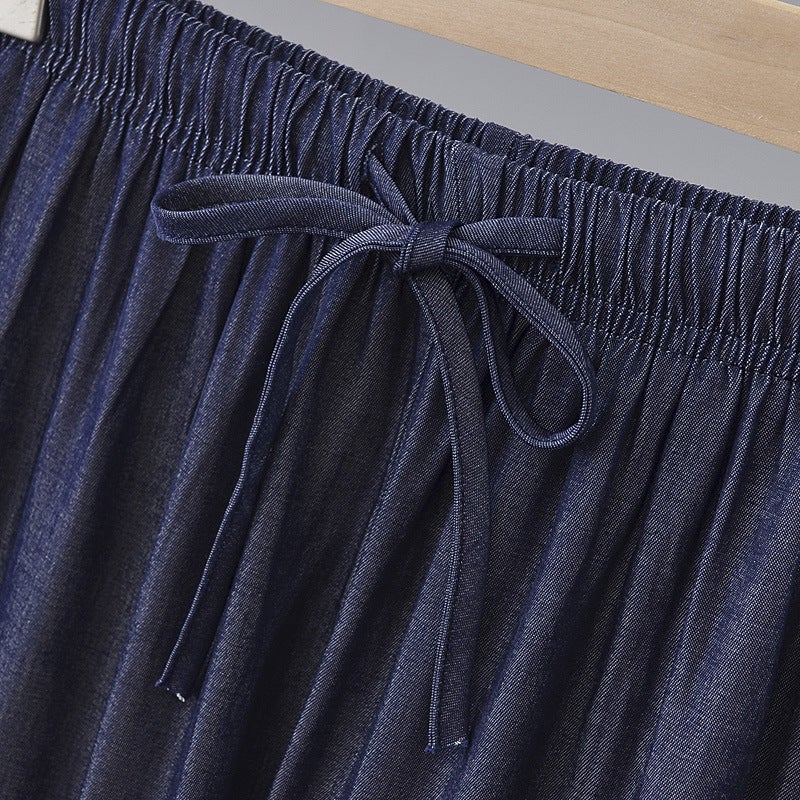 Large Size Pants Children'S Summer Thin Soft Jeans Fat Sister Mm200 Kg Elastic Waist Loose Casual Wide Leg Pants - Image 4