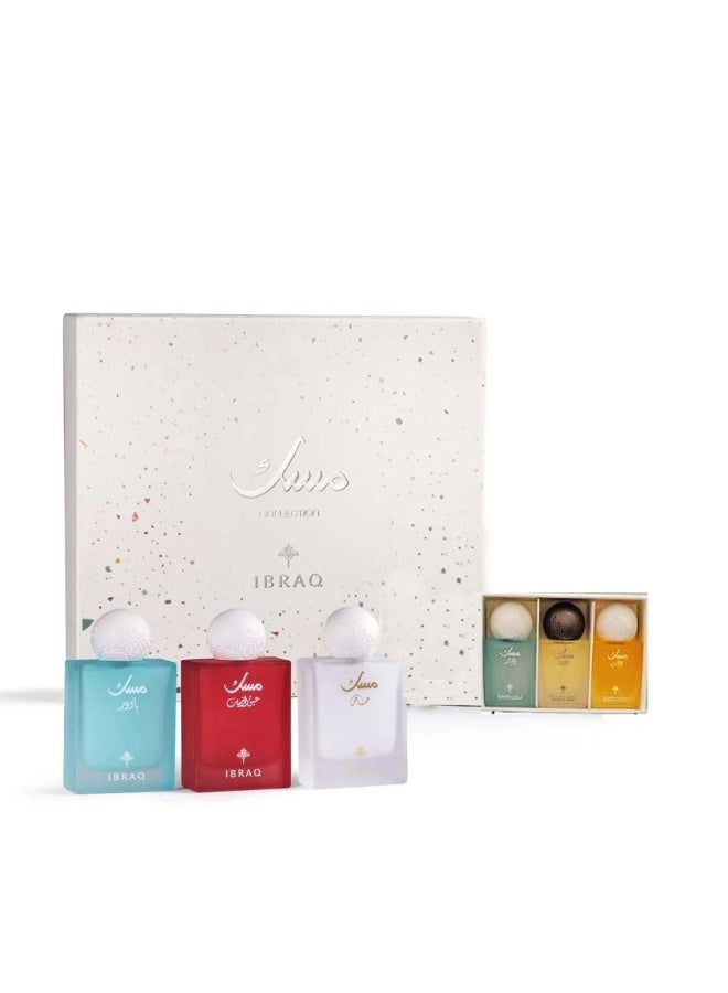 IBRAQ Musk Al Layl, Musk Al Shams, Musk Al Qamar, Musk Al Fajr 3 Piece Set with 3 Musk Samples in One Bottle - Image 3