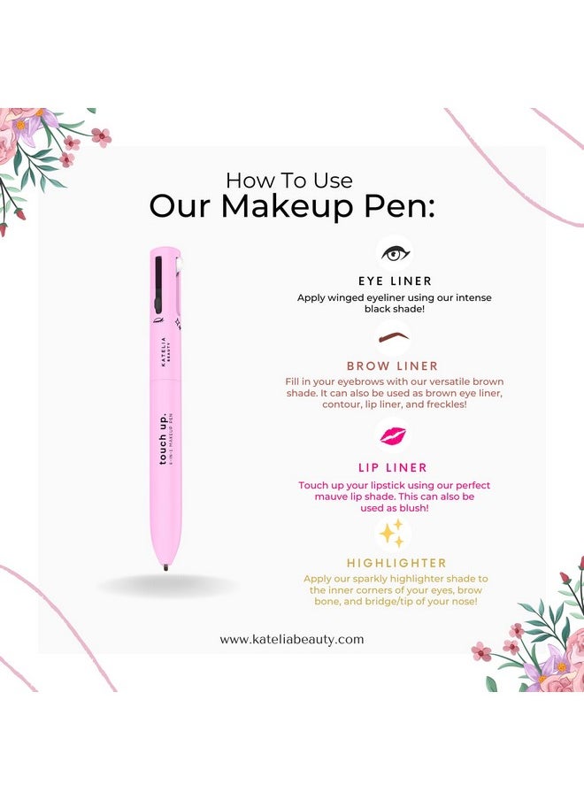 Katelia Beauty 4 In 1 Makeup Pen Refillable Makeup Pen For Easy Travel Portable Makeup Set With Colored Eyeliner Brow & Lip Liner & Highlighter Crueltyfree Beauty Parabenfree Makeup Pen  - Image 2