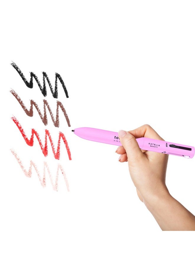 Katelia Beauty 4 In 1 Makeup Pen Refillable Makeup Pen For Easy Travel Portable Makeup Set With Colored Eyeliner Brow & Lip Liner & Highlighter Crueltyfree Beauty Parabenfree Makeup Pen  - Image 3