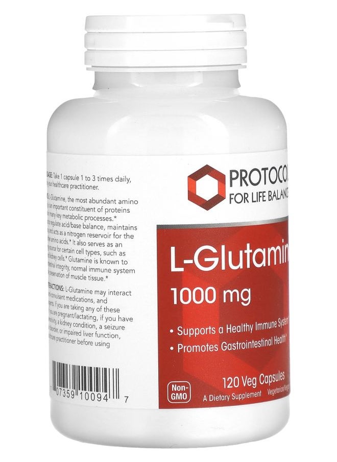 Protocol For Life Balance L-Glutamine 1000 mg 120 Veg Capsules  - Image 2