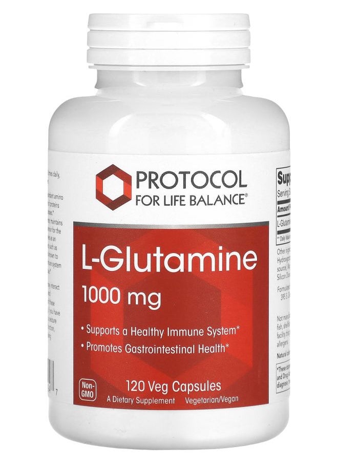 Protocol For Life Balance L-Glutamine 1000 mg 120 Veg Capsules  - Image 1