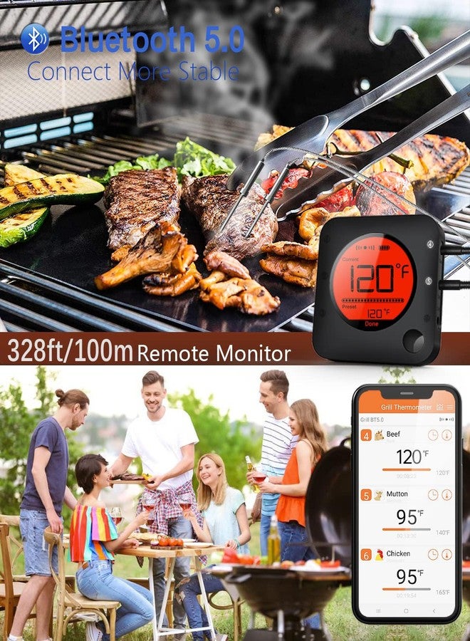BFOUR Meat Thermometer Wireless Bluetooth, LCD Digital Meat Thermometer with Dual Probe, Wireless Remote BBQ Thermometer for Smoker Kitchen Cooking Grill Thermometer for Grilling BBQ Oven - Image 2