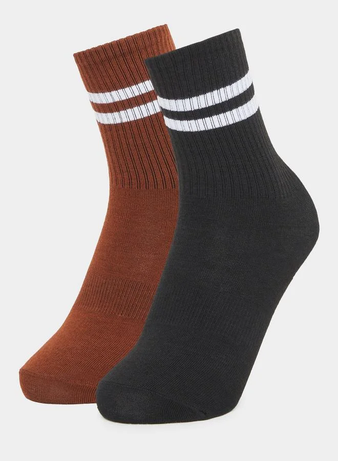 Styli Styli Set of 2 - Contrast Striped Socks
