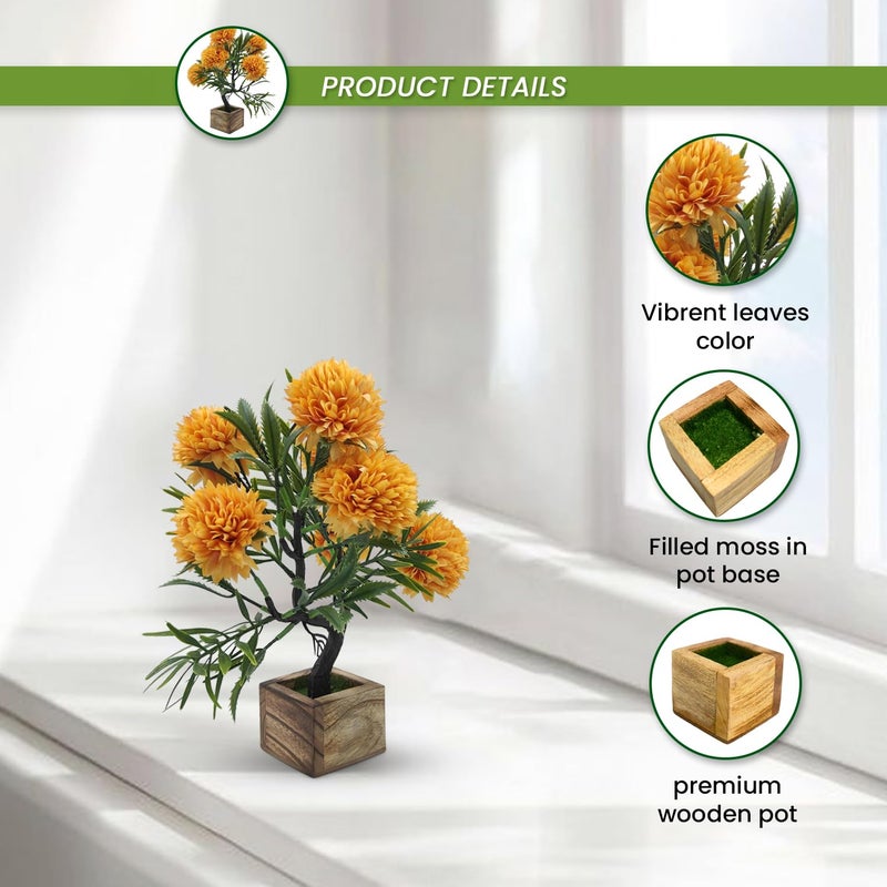 DecoreBugs Artificial Flower Tree Bonsai with Wooden Pot for Indoor Home Office Décor - Image 3